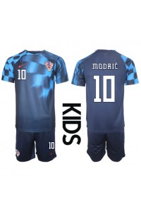 Fotbalové Dres Chorvatsko Luka Modric #10 Dětské Venkovní Oblečení MS 2022 Krátký Rukáv (+ trenýrky)